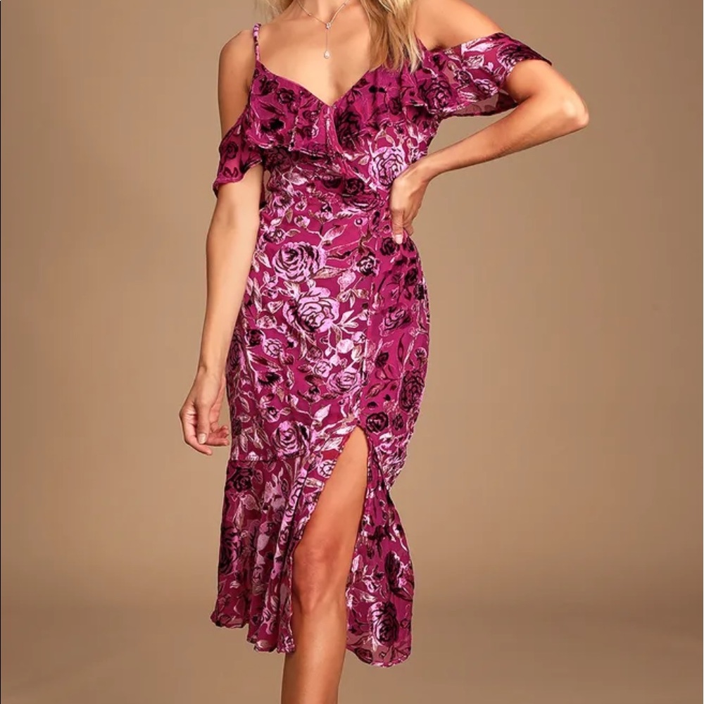 Lulus Velvet floral midi dress